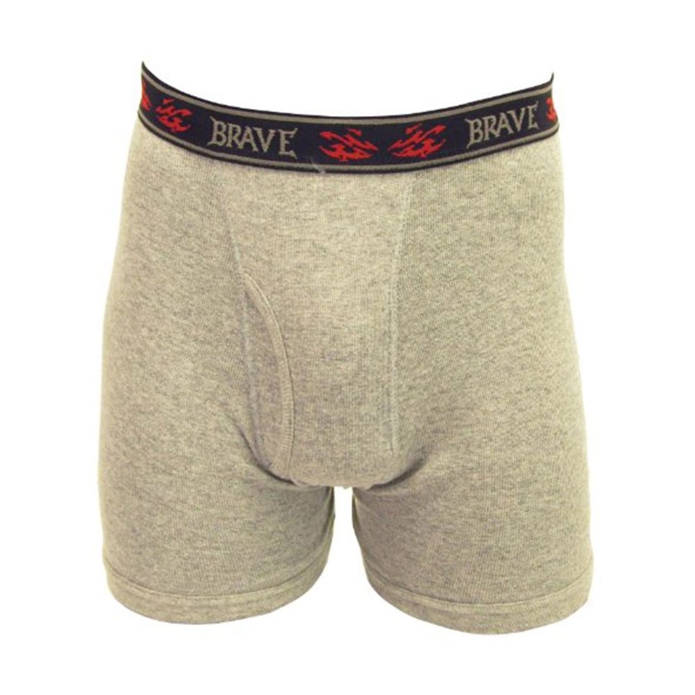 Men's 100% Cotton Knitted Boxer Brief (3XL, Grey)